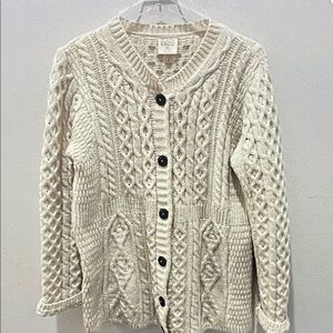 L.L. Bean Cream Cable Knit Cardigan